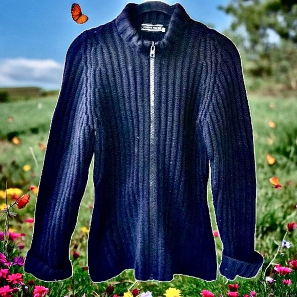 Joseph Tricot Black Wool Cardigan Sweater Made in England - Picture 4 of 11